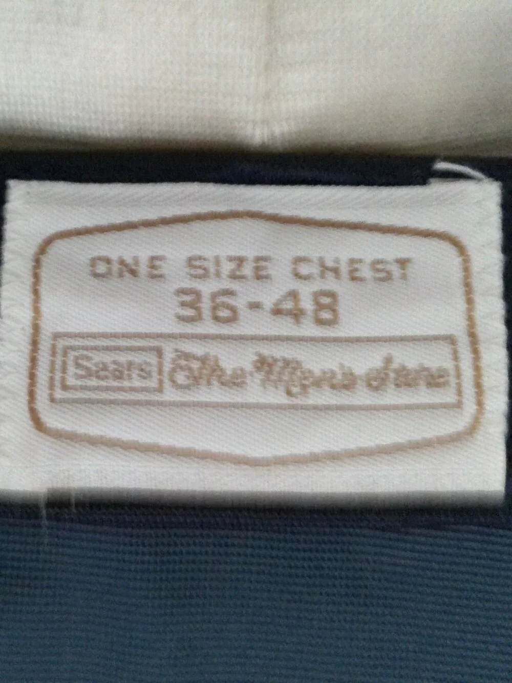 SEARS THE MEN'S STORE Vintage 3/4 Slve Open w/Belt Navy Blue/White Trim Robe O/S
